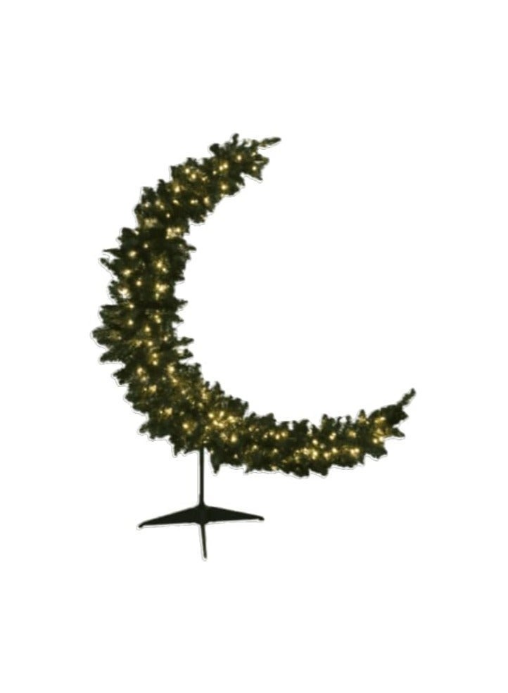 Ramadan Crescent Prelit – Elegant Moon Ornament for Home, Family Gatherings, Festive Decor, Christmas & New Year Decoration (Green) (180cm) - Image 2